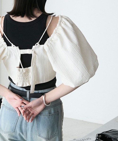 forksy.(フォルクシー)の「【forksy.】2wayパフスリーブオフショルビスチェ(シャツ/ブラウス・レディース・ブラック/アイボリー・FREE)」の18枚目の写真