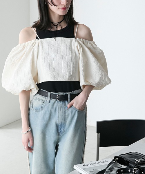 forksy.(フォルクシー)の「【forksy.】2wayパフスリーブオフショルビスチェ(シャツ/ブラウス・レディース・ブラック/アイボリー・FREE)」の22枚目の写真