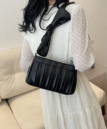 紐リボン プリーツギャザーショルダーバッグ
