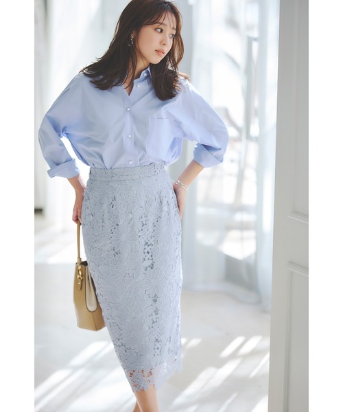 LAISSE PASSE（レッセパッセ）の「レースタイトスカート（スカート・レディース・ライトブルー/スモークピンク・SMALL/MEDIUM）」の14枚目の写真