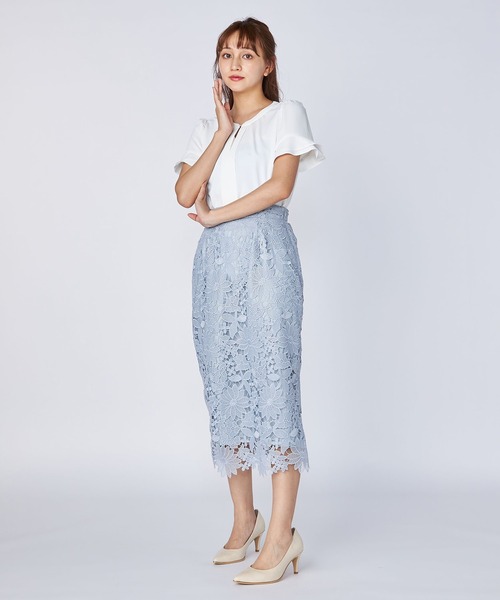 LAISSE PASSE（レッセパッセ）の「レースタイトスカート（スカート・レディース・ライトブルー/スモークピンク・SMALL/MEDIUM）」の3枚目の写真