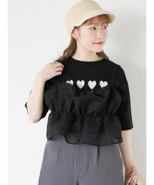 ehka sopo(エヘカソポ)の「◎シアーギャザービスチェ(シャツ/ブラウス・レディース・キナリ/ブラック/グレー・F)」の1枚目の写真