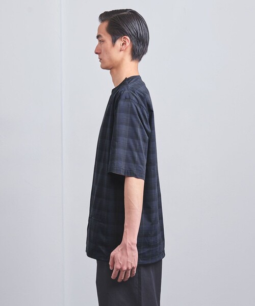UNITED ARROWS（ユナイテッドアローズ）の「DotAir ドットエア チェック ヘムコード クルーネック -ストレッチ-（シャツ/ブラウス・メンズ・ネイビー・L/M/S）」の7枚目の写真