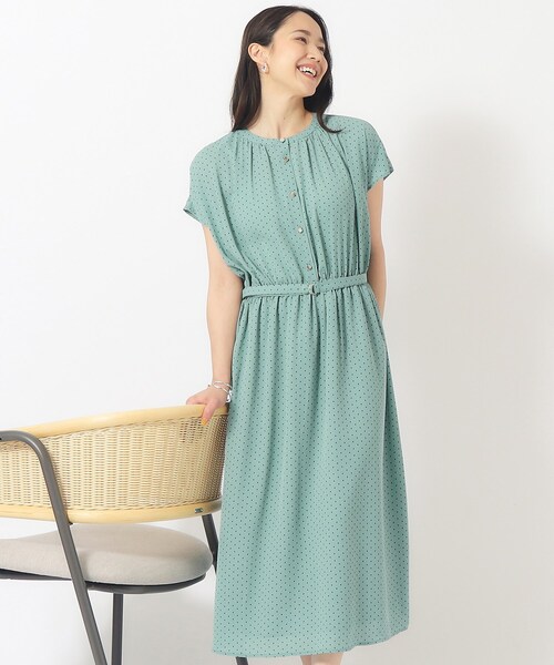 DRESKIP（ドレスキップ）の「◆【無理せずキレイ】夏のお出かけに 女性らしさあふれる ドットプリントワンピース（ワンピース・レディース・ブルー系5/ブラック系/アイボリー系・02/04/03）」の3枚目の写真