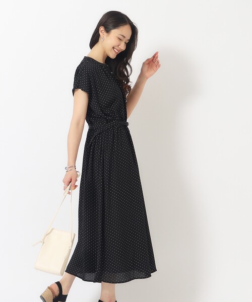 DRESKIP（ドレスキップ）の「◆【無理せずキレイ】夏のお出かけに 女性らしさあふれる ドットプリントワンピース（ワンピース・レディース・ブルー系5/ブラック系/アイボリー系・02/04/03）」の9枚目の写真