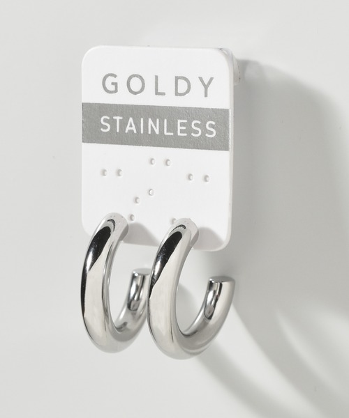 GOLDY（ゴールディ）の「【金属アレルギー軽減】プランプ ライン フープ ステンレス ピアス（ピアス（両耳用）・レディース・ゴールド/シルバー・FREE）」の4枚目の写真