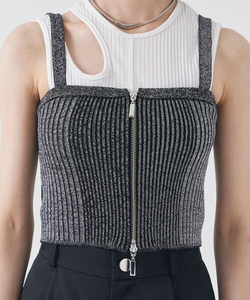 UNITED TOKYO（ユナイテッドトウキョウ）の「フロントジッパーニットビスチェ（ニット/セーター・レディース・シルバー/ブラック・FREE）」の15枚目の写真