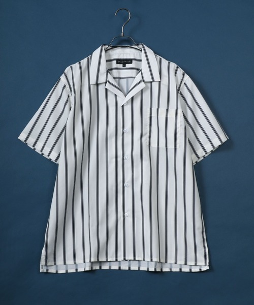 ANPAS（アンパス）の「Oversize Assort Open Collar Shirt/オーバーサイズ オープンカラーシャツ ソリッドカラー クレリック バイカラー 柄シャツ 半袖シャツ（シャツ/ブラウス・メンズ・ブラック/ホワイト系その他/ベージュ系その他/ブラウン系その他2/ターコイズブルー/ダークグリーン/ライトブルー/グレー系その他/ブラウン系その他/ブラック系その他2/ブルー系その他2/チャコール/モカ/ブルー系その他/ブラック系その他3/ブラック系その他5/ブラック系その他/ホワイト/ライトグレー/ライトグリーン/ブラック系その他4・L/M/LL）」の3枚目の写真