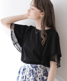 couture brooch | ◆【洗える・二の腕カバー】レース重ねフレアブラウス(シャツ/ブラウス)