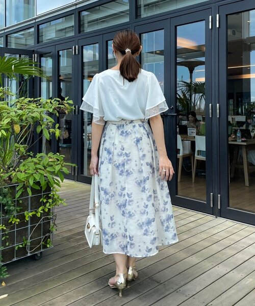 couture brooch（クチュールブローチ）の「◆【洗える・二の腕カバー】レース重ねフレアブラウス（シャツ/ブラウス・レディース・ブラック/オフホワイト/ライトイエロー系/ピンク・38/40/42）」の12枚目の写真