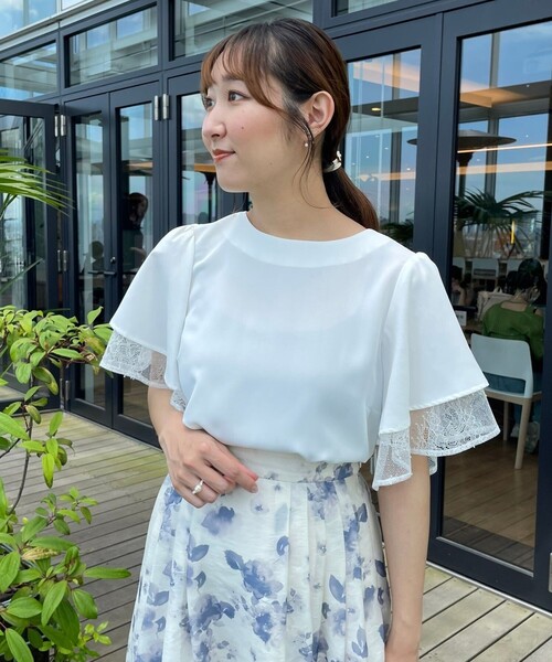 couture brooch（クチュールブローチ）の「◆【洗える・二の腕カバー】レース重ねフレアブラウス（シャツ/ブラウス・レディース・ブラック/オフホワイト/ライトイエロー系/ピンク・38/40/42）」の13枚目の写真
