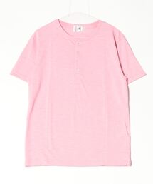 Tシャツ/カットソー（ピンク/桃色系・ヘンリーネック）ファッション 