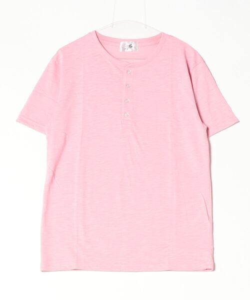 Bling Leads(ブリングリーズ)の「ラブ天竺ヘンリーネックTシャツ(Tシャツ/カットソー・レディース・ピンク・LARGE/MEDIUM)」の1枚目の写真