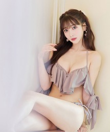 ハイウエストビッグラメリボン&ビジューキャミソールビキニ 2点セット