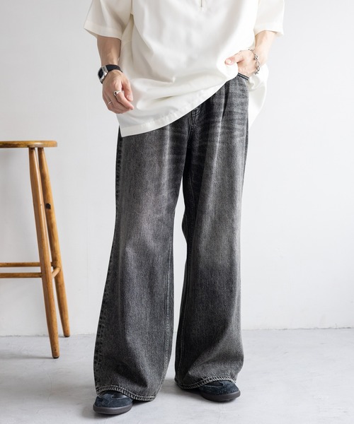 ヴィンテージ ワイド フレア スラックス Spielio】vintage like wide flare pants/ヴィンテージライク
