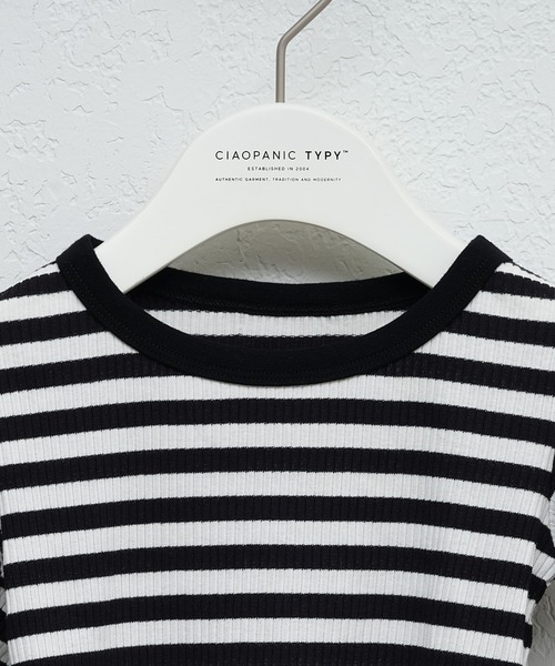 CIAOPANIC TYPY(チャオパニックティピー)の「【KIDS】コンパクト長袖ボーダーTEE(Tシャツ/カットソー・キッズ・ピンク/グリーン/ブラック・SMALL/XX-LARGE/X-LARGE/LARGE/MEDIUM)」の6枚目の写真