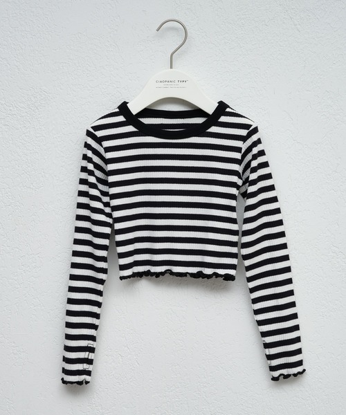 CIAOPANIC TYPY(チャオパニックティピー)の「【KIDS】コンパクト長袖ボーダーTEE(Tシャツ/カットソー・キッズ・ピンク/グリーン/ブラック・SMALL/XX-LARGE/X-LARGE/LARGE/MEDIUM)」の10枚目の写真