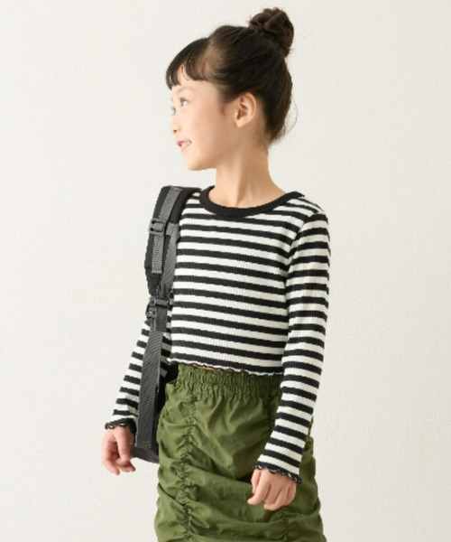 CIAOPANIC TYPY(チャオパニックティピー)の「【KIDS】コンパクト長袖ボーダーTEE(Tシャツ/カットソー・キッズ・ピンク/グリーン/ブラック・SMALL/XX-LARGE/X-LARGE/LARGE/MEDIUM)」の11枚目の写真