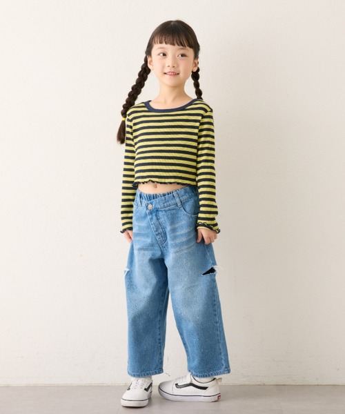 CIAOPANIC TYPY(チャオパニックティピー)の「【KIDS】コンパクト長袖ボーダーTEE(Tシャツ/カットソー・キッズ・ピンク/グリーン/ブラック・SMALL/XX-LARGE/X-LARGE/LARGE/MEDIUM)」の21枚目の写真