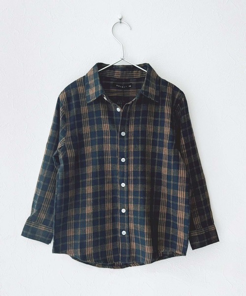 ZI-ON（ジーオン）の「フランネル チェックシャツ（シャツ/ブラウス・キッズ・グリーン系その他/レッド系その他/ブラック系その他/ブラウン系その他/ネイビー系/ネイビー系1/ブラック×ホワイト/ブラウン系その他2/グリーン系その他2/グリーン系その他3/グリーン系その他4/レッド系その他2/レッド系その他3/レッド系その他4/レッド系その他5/レッド系その他6・110cm/120cm/130cm/140cm/150cm/160cm）」の9枚目の写真