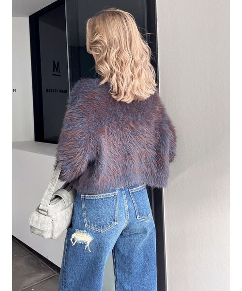 GYDA（ジェイダ）の「シャギーニットショートカーディガン（カーディガン/ボレロ・レディース・その他2/グレー/オフホワイト・FREE）」の20枚目の写真