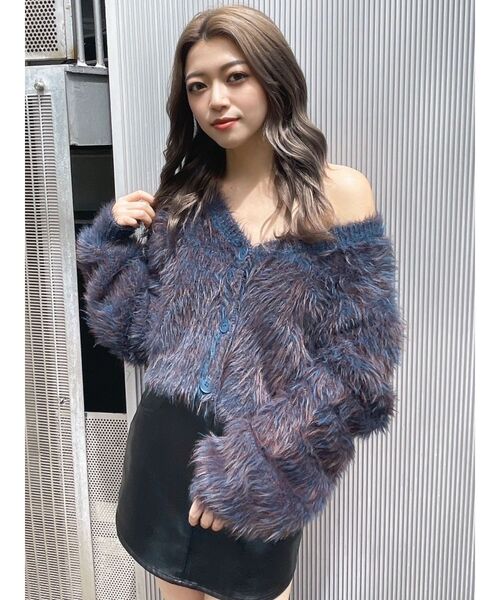 GYDA（ジェイダ）の「シャギーニットショートカーディガン（カーディガン/ボレロ・レディース・その他2/グレー/オフホワイト・FREE）」の15枚目の写真