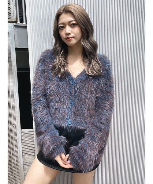 GYDA（ジェイダ）の「シャギーニットショートカーディガン（カーディガン/ボレロ・レディース・その他2/グレー/オフホワイト・FREE）」の14枚目の写真