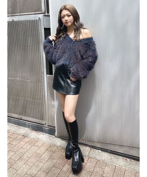 GYDA（ジェイダ）の「シャギーニットショートカーディガン（カーディガン/ボレロ・レディース・その他2/グレー/オフホワイト・FREE）」の12枚目の写真