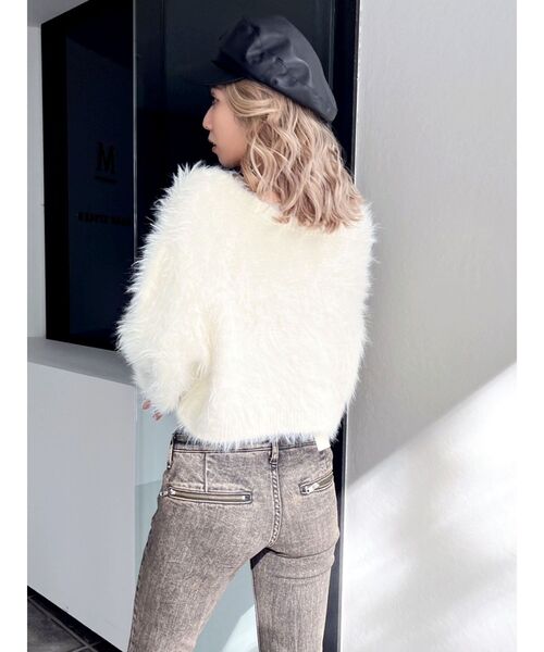 GYDA（ジェイダ）の「シャギーニットショートカーディガン（カーディガン/ボレロ・レディース・その他2/グレー/オフホワイト・FREE）」の8枚目の写真