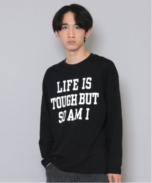 GLAZOS（グラソス）の「【大人向けサイズあり】【プチプラ】フロントメッセージロゴ長袖Tシャツ（Tシャツ/カットソー・キッズ・ブラック/グレー/オレンジ/ベージュ/インディゴブルー/ホワイト・140cm/150cm/160cm/170cm）」の3枚目の写真