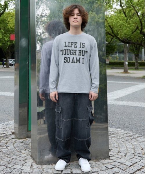 GLAZOS（グラソス）の「【大人向けサイズあり】【プチプラ】フロントメッセージロゴ長袖Tシャツ（Tシャツ/カットソー・キッズ・ブラック/グレー/オレンジ/ベージュ/インディゴブルー/ホワイト・140cm/150cm/160cm/170cm）」の21枚目の写真