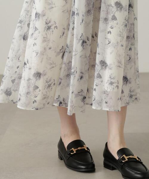 【美品】proportion ニュアンス花柄シャーリングワンピース　M プロポーションボディドレッシング PROPORTION BODY DRESSING 花