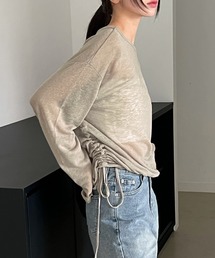 カバーリネンシースルーシャーリングTシャツ