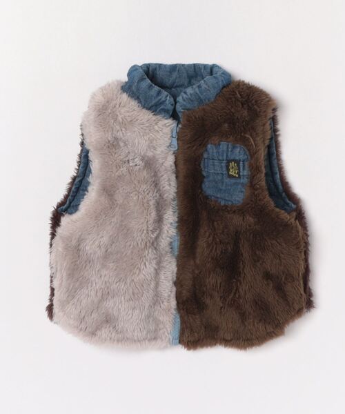 DILASH（ディラッシュ）の「リバーシブルボアベスト（ベスト・キッズ・ネイビー/ストライプ/ブルー・80/90/100/110/120/130/140）」の15枚目の写真