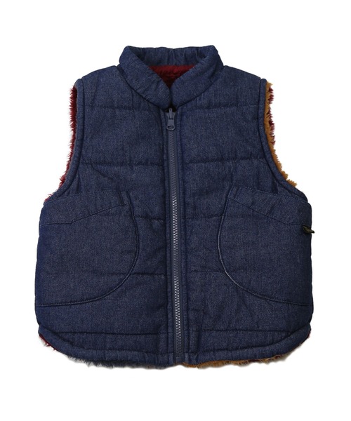 DILASH（ディラッシュ）の「リバーシブルボアベスト（ベスト・キッズ・ネイビー/ストライプ/ブルー・80/90/100/110/120/130/140）」の2枚目の写真