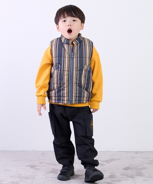 DILASH（ディラッシュ）の「リバーシブルボアベスト（ベスト・キッズ・ネイビー/ストライプ/ブルー・80/90/100/110/120/130/140）」の3枚目の写真