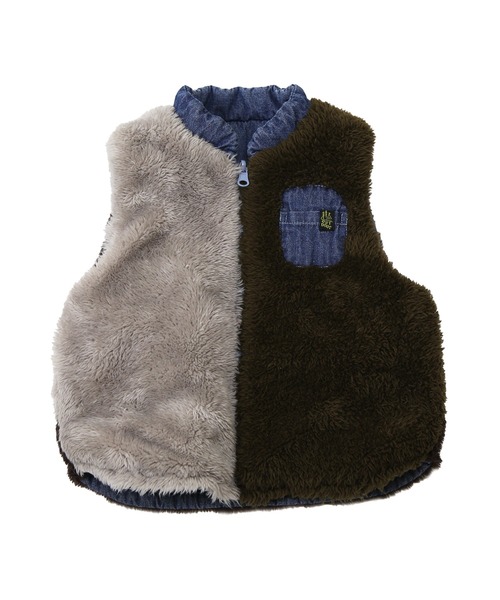 DILASH（ディラッシュ）の「リバーシブルボアベスト（ベスト・キッズ・ネイビー/ストライプ/ブルー・80/90/100/110/120/130/140）」の8枚目の写真