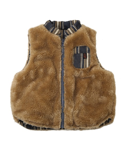 DILASH（ディラッシュ）の「リバーシブルボアベスト（ベスト・キッズ・ネイビー/ストライプ/ブルー・80/90/100/110/120/130/140）」の10枚目の写真