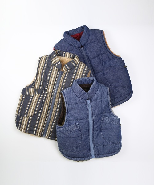 DILASH（ディラッシュ）の「リバーシブルボアベスト（ベスト・キッズ・ネイビー/ストライプ/ブルー・80/90/100/110/120/130/140）」の11枚目の写真