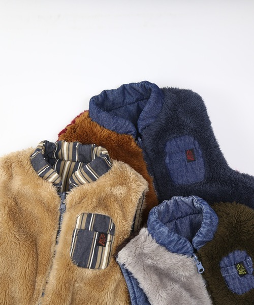 DILASH（ディラッシュ）の「リバーシブルボアベスト（ベスト・キッズ・ネイビー/ストライプ/ブルー・80/90/100/110/120/130/140）」の13枚目の写真