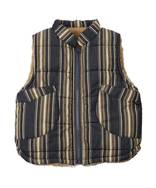DILASH（ディラッシュ）の「リバーシブルボアベスト（ベスト・キッズ・ネイビー/ストライプ/ブルー・80/90/100/110/120/130/140）」の9枚目の写真