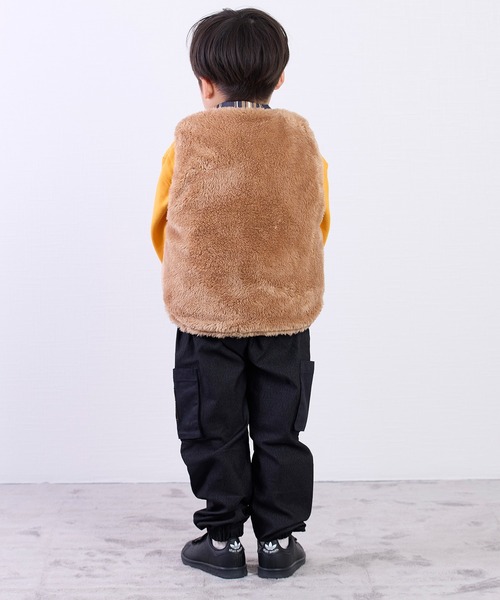 DILASH（ディラッシュ）の「リバーシブルボアベスト（ベスト・キッズ・ネイビー/ストライプ/ブルー・80/90/100/110/120/130/140）」の5枚目の写真