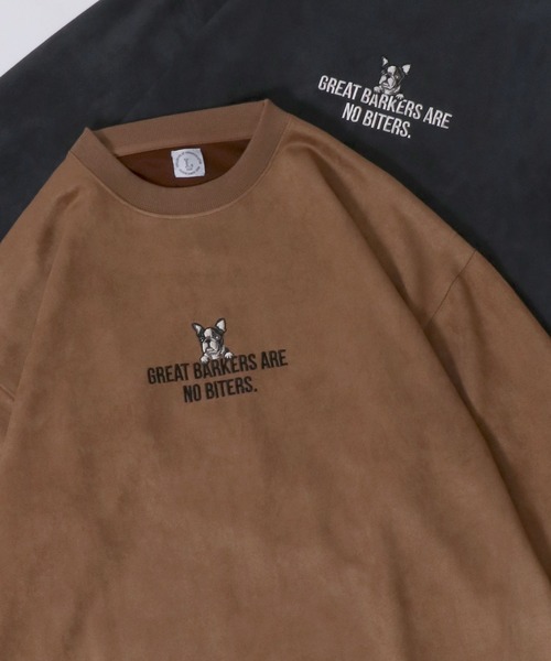 SITRY（シトリー）の「Animal Embroidery Punch the dough Suede Sweat shirt/オーバーサイズ アニマル ワンポイント刺繍 ポンチスウェード トレーナー スウェット（スウェット・メンズ・ブラウン/ブルー/アイボリー/ホワイト系その他/グレー系その他/チャコール/グレー系その他2/グレー系その他3/ホワイト系その他3/ライトグリーン/サックスブルー/ホワイト系その他2・M/L）」の9枚目の写真