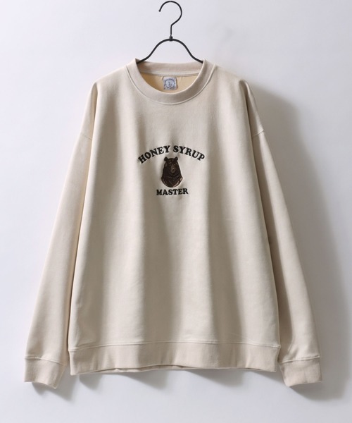 セール】Animal Embroidery Punch the dough Suede Sweat shirt