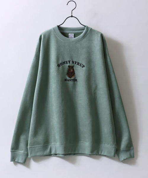 セール】Animal Embroidery Punch the dough Suede Sweat shirt