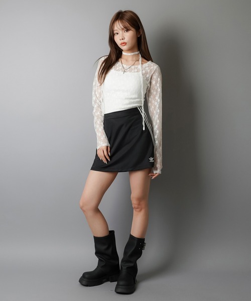 SPINNS(スピンズ)の「ZIP!で紹介されました♪【セットアイテム】タイ付き長袖ショート丈レースカットソー(Tシャツ/カットソー・レディース・ホワイト/ブラック/カーキ/バーガンディー/キナリ/グレー・ONESIZE)」の19枚目の写真