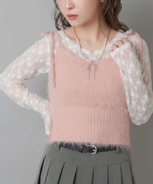 SPINNS（スピンズ）の「ZIP!で紹介されました♪【セットアイテム】タイ付き長袖ショート丈レースカットソー（Tシャツ/カットソー・レディース・ホワイト/ブラック/カーキ/バーガンディー/キナリ/グレー・ONESIZE）」の21枚目の写真