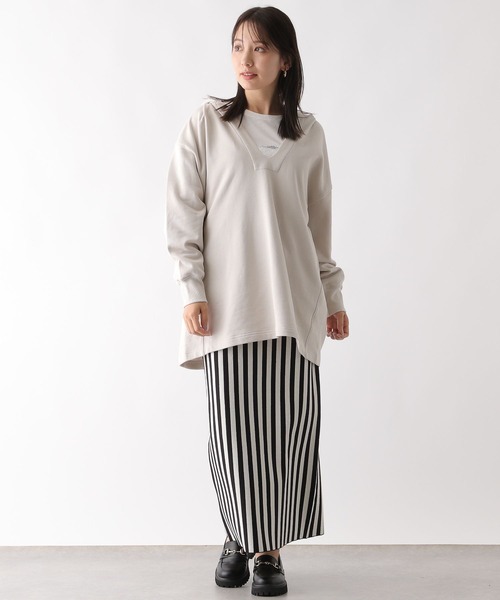 LEPSIM（レプシィム）の「スキッパーフードチュニック　130169（チュニック・レディース・レッド/アイボリー/チャコールグレー・FREE）」の5枚目の写真