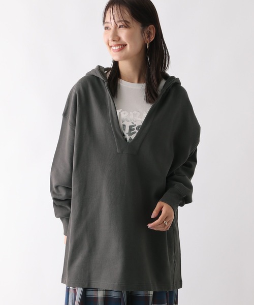 LEPSIM（レプシィム）の「スキッパーフードチュニック　130169（チュニック・レディース・レッド/アイボリー/チャコールグレー・FREE）」の7枚目の写真