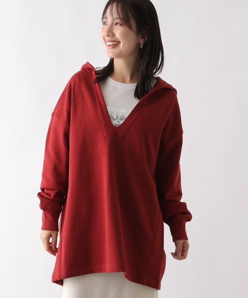 LEPSIM（レプシィム）の「スキッパーフードチュニック　130169（チュニック・レディース・レッド/アイボリー/チャコールグレー・FREE）」の12枚目の写真